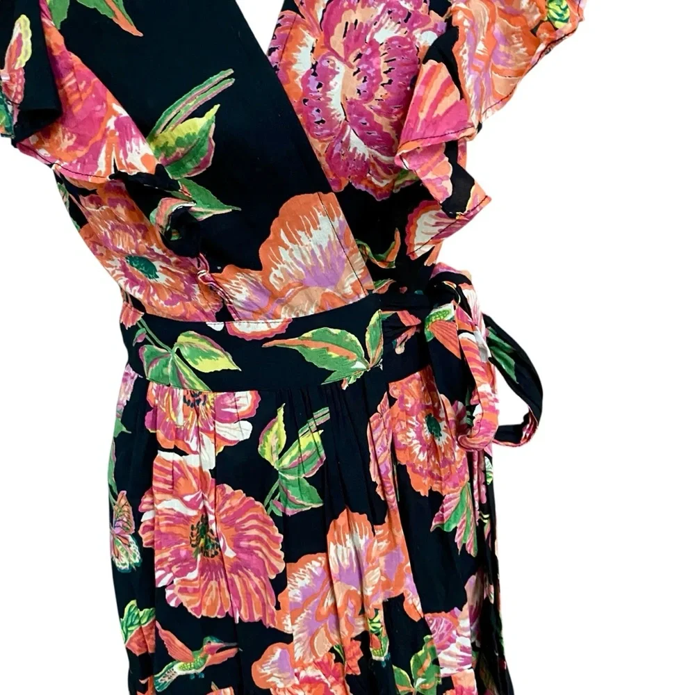 Banjanan Designer Carra Eliza’s Rose Garden Black Wrap Maxi Dress S - Picture 8 of 14